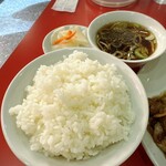 Seiun tei - ライス、スープ、漬物　生姜焼き定食