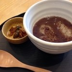 林檎舎 - そばがきぜんざい。蕎麦の香りが香ばしくてめちゃうまい！