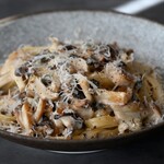 Tagliatelle with rich gorgonzola and mushroom cream sauce
