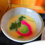 お食事処 河童 - 日替わりワンコインランチ・イノシシ角煮定食　５００円（税込）の茶碗蒸しのアップ【２０２３年３月】