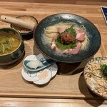 Tsukesoba Tsuzakura - 梅肉つけソバとそぼろ丼