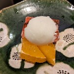 研覃 ほりべ - 柑橘類と苺のゼリー寄せ　トッピングはシャンパンのシャーベット