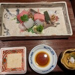 研覃 ほりべ - お造り　いり酒・醤油・塩で頂きます