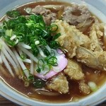 Teuchi Udon Chiyayama - 肉みそうどんごぼう天トッピング。肉も美味い