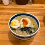 博多水炊きらーめん うかんむり - 〆ご飯味玉とスープin