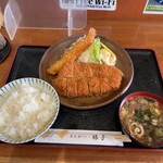 勝子 - リブロース定食＋エビフライ