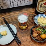立ち呑み処　たなか屋 - ポテサラと鶏肝煮
