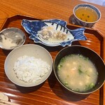 日本料理 別府 廣門 - 飯　天然河豚　スダチ　味噌汁　漬物