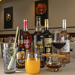 A variety of drinks including Sri Lankan alcohol and spiced whisky.