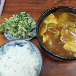 立喰そば 大年 - カレーそば＋春菊天&ご飯(小)