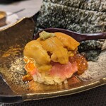 天ぷら 和食 ふく留 - トロ・ウニ・イクラ手巻き