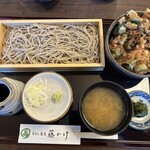 藤かけ - ランチ　ミニ干しエビ生姜かき揚げ丼とお蕎麦セット　1,100円