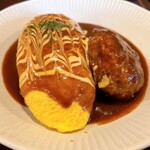 Youshokuya Hanakyabetsu - だるま納豆ハヤシオムライス&常陸牛いりハンバーグ（1,460円税込）※1日限定20食