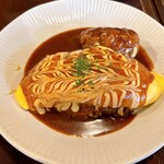 Youshokuya Hanakyabetsu - だるま納豆ハヤシオムライス&常陸牛いりハンバーグ（1,460円税込）※1日限定20食