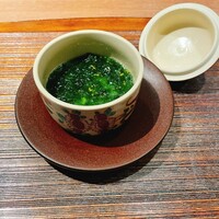 お料理 うち山 - そら豆と青さの茶碗蒸し