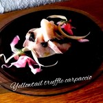 OUT - 海の幸トリュフカルパッチョ \2400 Seafood truffle carpaccio