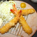 とんかつ一力 - エビフライ定食1200円