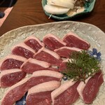 おゝ杉 - まずメイン前のサブメイン料理、合鴨の陶板焼き