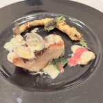フランボアーズ - 真鯛のポワレと穴子のフライ