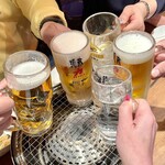 酒蔵 力 - 5人揃って乾杯〜♪(*^^)o∀*∀o(^^*)♪