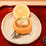 銀座 きた川 - 雲子天ぷら、葱、滑子の柚子窯