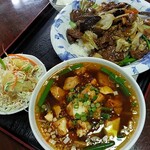 Shou Chan - 牛肉野菜丼、半麻婆麺