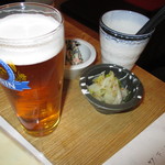Kushiichi - 付きだし　生ビール
