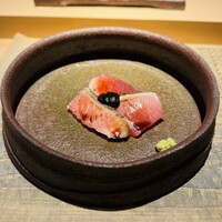 天ぷらあら木 - メジマグロ 海苔ソース
