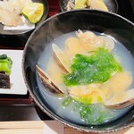 銀座 稲葉 - 浅利とアオサの味噌汁