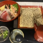Seafood Bowl soba set with 6 types of fresh fish