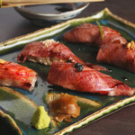 Assortment of 5 types of Omi Sushi sushi