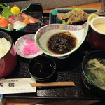 日本橋 - 刺身やまべ唐揚げ定食