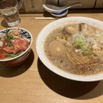 Kitakata Shokudou - 煮玉子醤油+天然大ﾄﾛ漬け丼