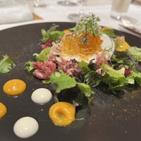 代官山ASO チェレステ 日本橋店 - 信州サーモンと帆立のタルタル 艶こかぶのミルフィーユ仕立て