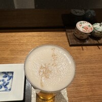 てんぷら膳 - 泡の上にお店名前入り✨すごい