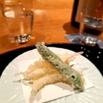 Mutsu Kari - ⚫前菜
      「白魚とグリーンアスパラガスの天ぷら 」