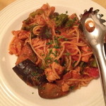 クッチーナ笑多 - チキン・ナス・菜の花のスパゲッティ（特注につき価格不詳）２０１４年１月