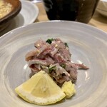 新宿割烹 中嶋 - 鰯の刺身　小骨が丁寧に切ってあるので気にならない。