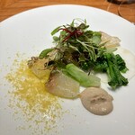 luogo - 千葉真鯛　菜の花　山菜　トンナートソース　カラスミ