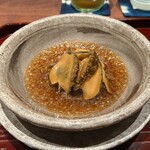Hirosawa - ⑨鮑肝の炒飯、鮑載せ、土鍋仕立て