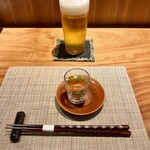 日本料理 仁 - 生ビールに先付け