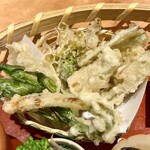 日本料理 仁 - 籠盛り膳　季節の野菜天ぷら