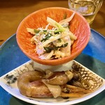 Ipantsu Xaitanaka - 蒸し鶏とうるい、ホタルイカと甘海老