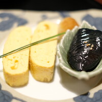 土佐料理 祢保希 赤坂店 - 週替り定食 1500円 の玉子焼き、茄子のお浸し
