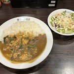 237302379 - ポークカレー＋豚しゃぶ＋ほうれん草＋チーズ 350g、1,038円＋シーザーサラダセット、180円