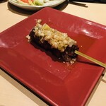 炭火焼鳥しげ - 塩ねぎ肝串　レバーの火入が抜群で、コレが一番美味しかった！
