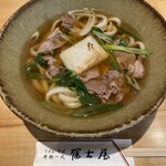 冨士屋 - 料理写真:肉うどん(松阪牛入)トッピングで焼き餅