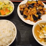 上海料理 飲茶 喬家柵 - 茄子の黒味噌炒め定食