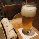 割烹さいお - 乾杯はビールで