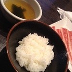 Amiyakiniku Kajiwara - 特選黒毛和牛定食…小ライス、スープ、